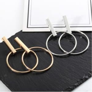 New Alloy Rectangular Sleeve Circle Ear Studs