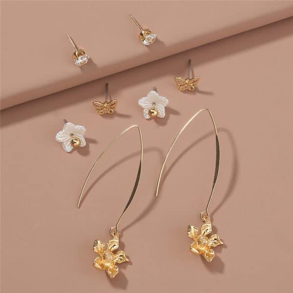 Set Combination Earrings Simple Temperament All-match Pearl Earrings