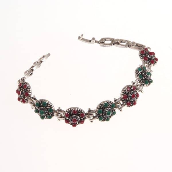 Women's Silver-plated Beautiful Flowers-shaped Diamond Bracelet