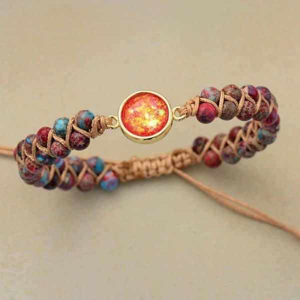 Colorful Round Emperor Stone Beads Woven Bracelet