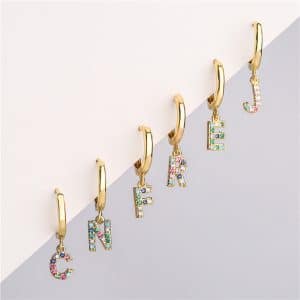 Micro-set Zircon Color Diamond Letter Earrings