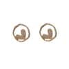 925 Silver Needle Circle Personality Heart Shape With Diamond Earrings Irregular Circles