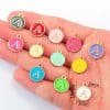 12 Colors Round Drop Oil English Letter Alloy Pendant DIY Ornament Accessories