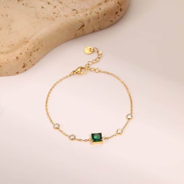French Elegant Square Zircon Minimalist Titanium Steel Bracelet Does Not Fade