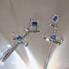 Micro Set Sapphire Cross Earrings