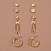 Korean style cold wind geometric set earrings creative metal wild trend temperament ladies earrings earrings