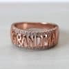Three-row Combination Geometric Round Four-claw Inlaid Ring