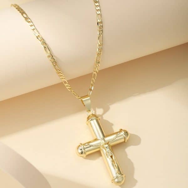 Cross Copper-plated Gold Men's And Women's Fashion Design 14k Long Necklace
