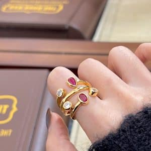 Light Luxury High-grade Irregular Cross Two-color Double-headed Diamond Ring