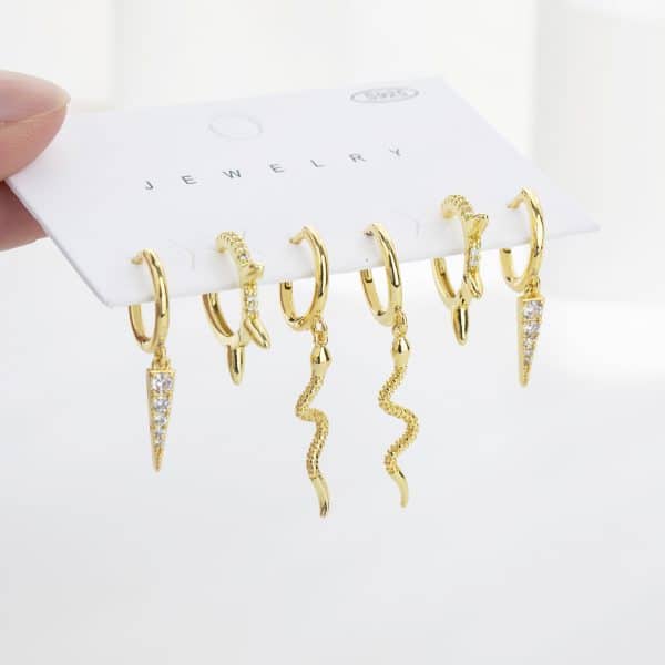 New High Grade Sense Snake-like Earring Set Punk Wind