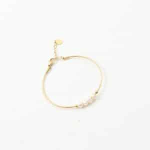 Freshwater Pearl Filament Bracelet Titanium Steel Plated 18K Gold