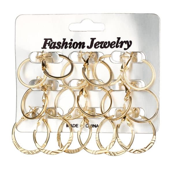 Korean Retro Earrings Set Fashion Ear Ring 9 Pairs Combination Set Ear Rings