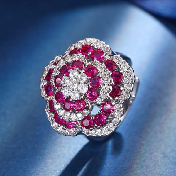 Copper Sole Gold-plated Simulation Red Corundum Rose Temperament Entry Lux Suit