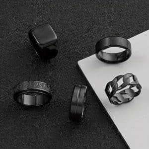 Stainless Steel Ring Five-piece Set Rotatable Decompression Ring Simple Advanced