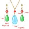 Anime Howl's Moving Castle Water Drop Resin Earrings Necklace Jewelry Set