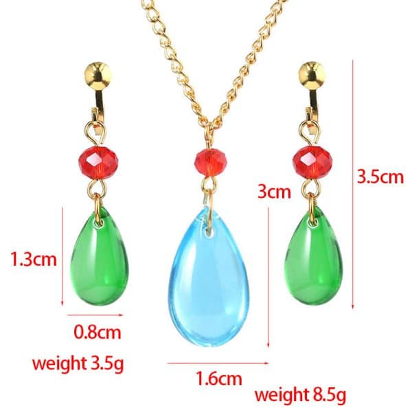 Anime Howl's Moving Castle Water Drop Resin Earrings Necklace Jewelry Set