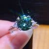 3 Karat Eight Hearts And Eight Arrows Plated PT950 Artificial Real Blue And Green Moissanite Open Ring