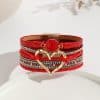 Leather Cord Bracelet Bohemian Multi-layer Rough Stone Love Jewelry For Girls
