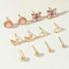 Personality Geometric Love Earrings 6 Pairs Set
