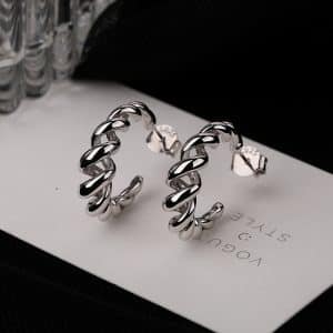 Spiral Twisted Metal Circle Female Stud Earrings