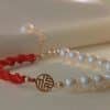 Women's Pearl Braided Red Rope Bracelet
