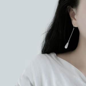 925 Sterling Silver Opal Drop Earrings