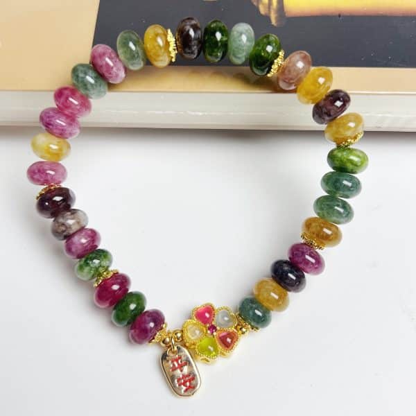 Colorful Tourmaline Abacus Beads Jade Bracelet