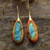 Bohemian Emperor Stone Water Drop Pendant Earrings