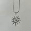 Stainless Steel Tribal Spiral Sun Pendant Necklace On Snake Chain