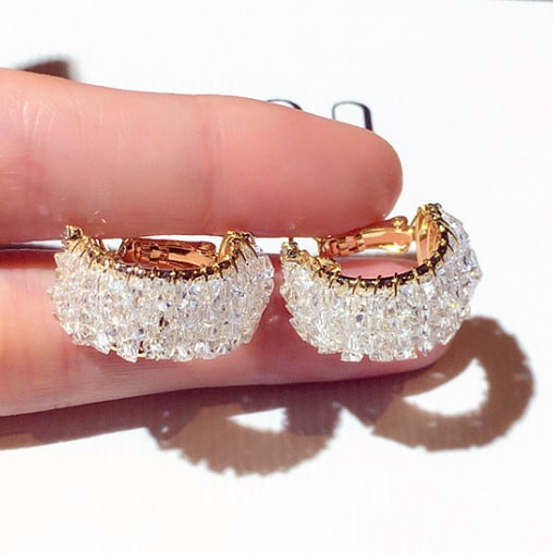 New Fashion Silver Needle Earrings Super Set With Rhinestones