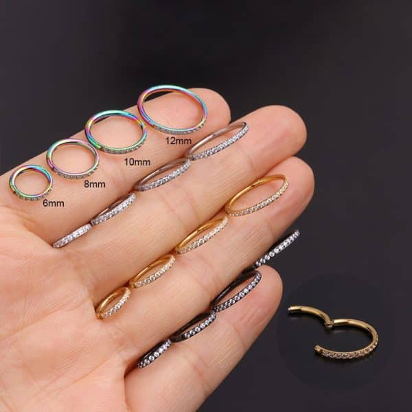 Pure Stainless Steel Split Ring Round Set Zircon Earrings
