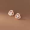 S925 Sterling Silver Diamond Set Trifolium Earrings Female