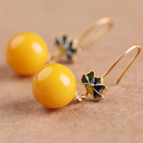 Yellow Beeswax Autumn Simplicity Water Drop Earrings