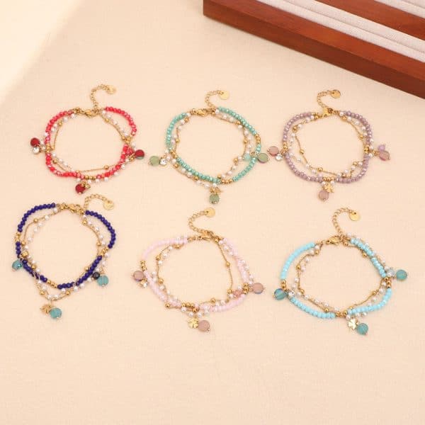 Titanium Steel Beaded Multi-layer Crystal Bracelet String