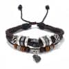 Woven Leaf Pendant Men's Leather Bracelet Simple