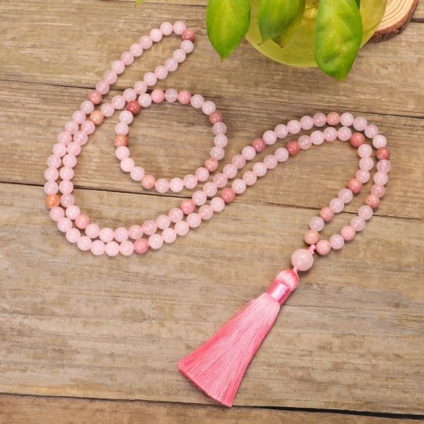 Stone Bead String Long Fringe Yoga Necklace Bracelet Crystal