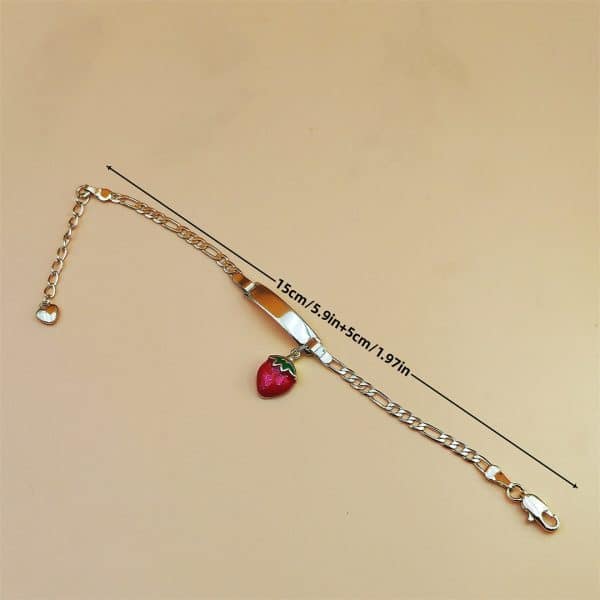 Curved Strawberry Children's Copper Plating 14K Bracelet