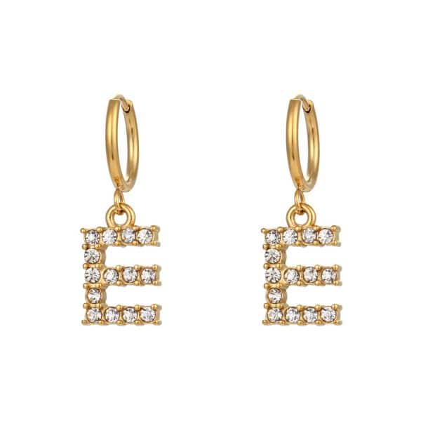 18K Gold Plated Micro Set Zircon Letter Earrings For Women