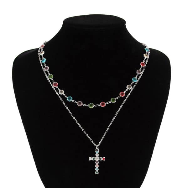 Crystal Cross Necklace Men's Retro High Sense