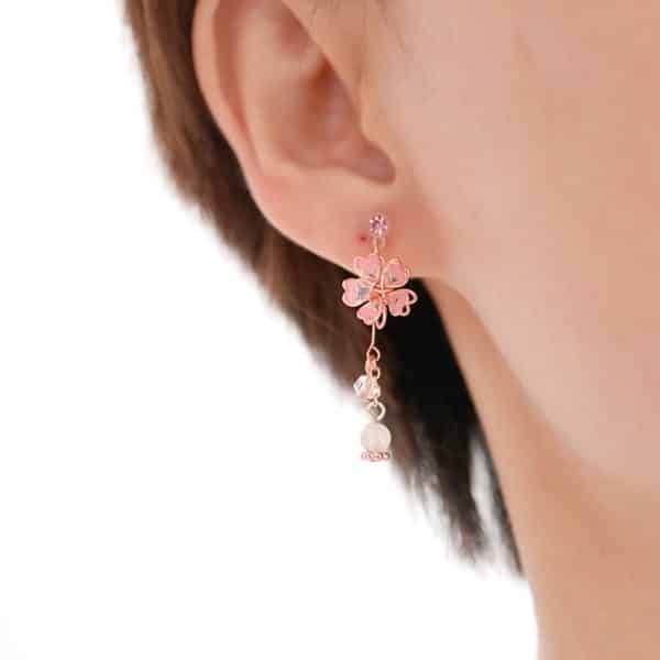 Cherry Blossom Festival Enamel Oil Drop Ear Clips