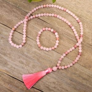 Stone Bead String Long Fringe Yoga Necklace Bracelet Crystal