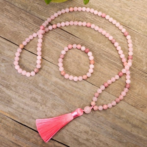 Stone Bead String Long Fringe Yoga Necklace Bracelet Crystal