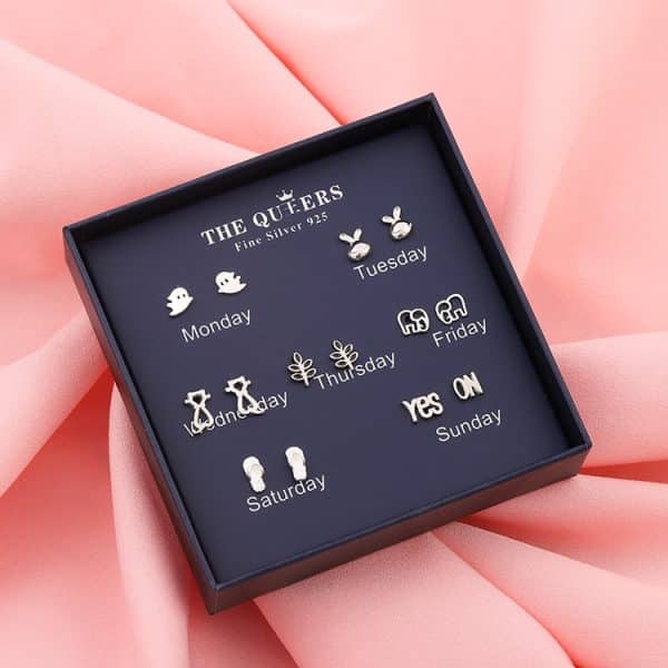 New 925 Silver Needle Earrings Gift Box Fashion Xingyue Combination Set