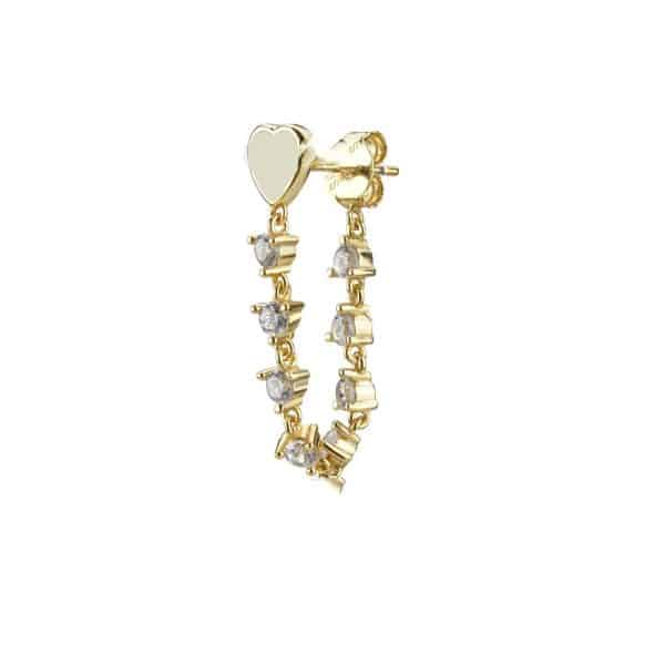 S925 Silver Needle Tassel Set With Diamond Heart Love Drops Glue Earrings Ornaments