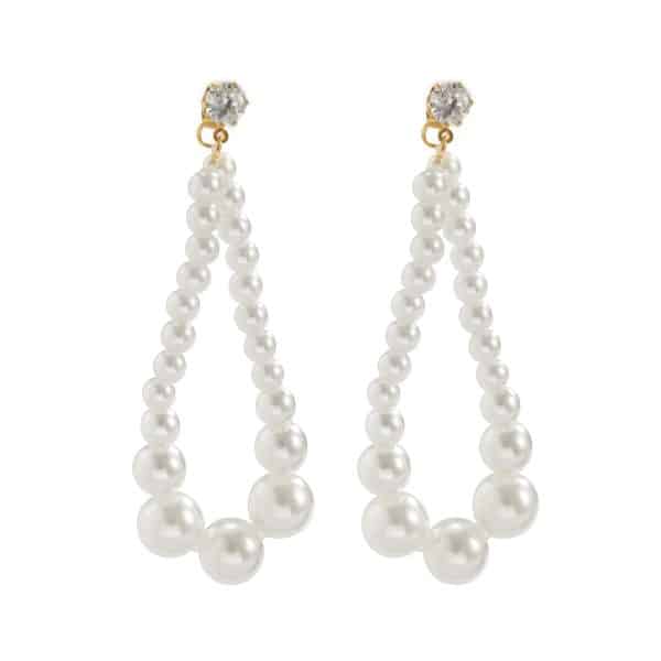 Women's Sterling Silver Pearl Inlaid Circle Stud Earrings