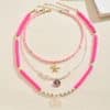 Polymer Clay Beaded Necklace Female Shell Multi-layer Twin Clavicle Chain