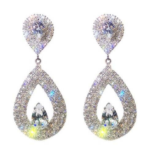 Women's Shiny Diamond-encrusted Drop Earrings