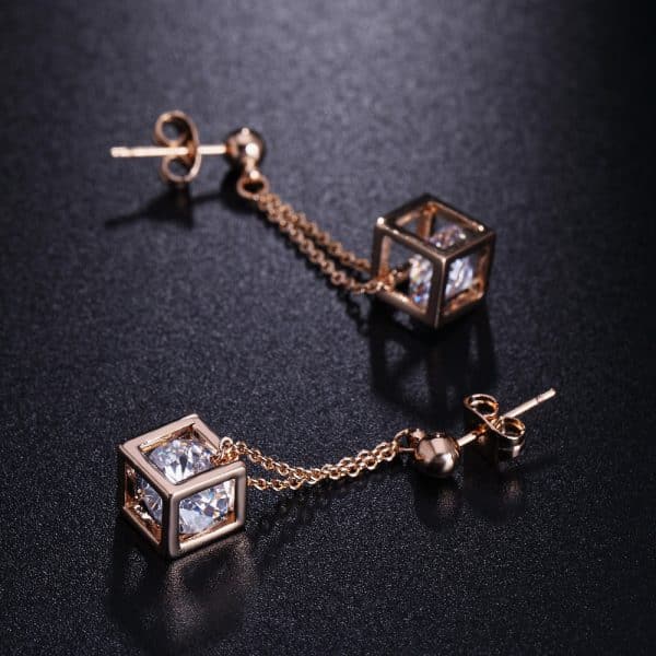 Simple And Fashionable Square Earrings With Zircon Micro-set
