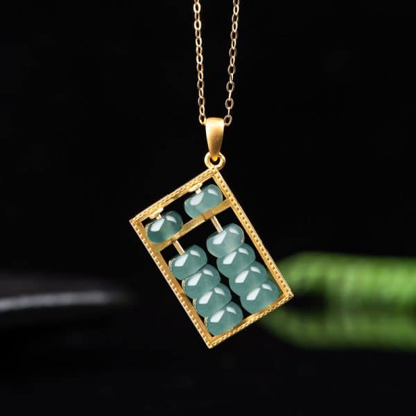 Women's Jade Blue Water Jade Abacus Pendant