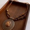 Irregular Tiger Eye Stone Oval Pendant Necklace With Retro And Antique Style